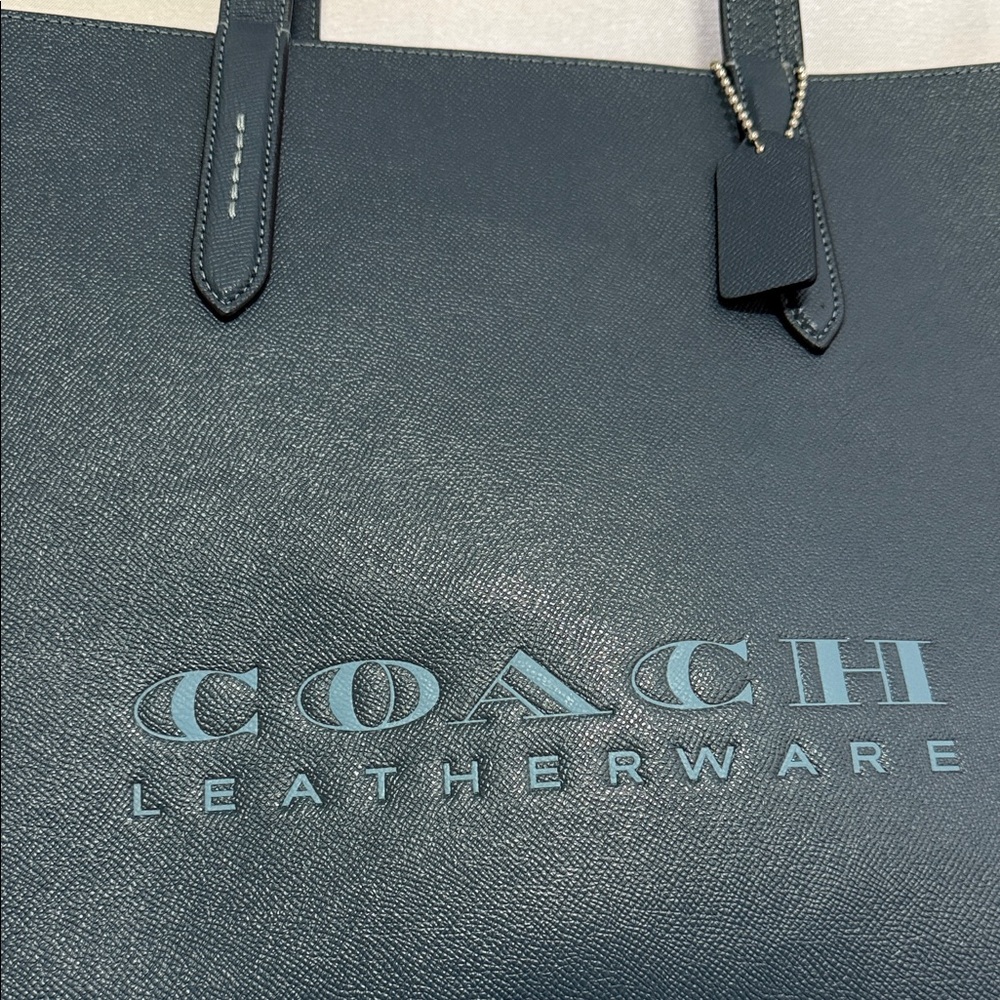 Coach Dark Teal Leather Tote - Picture 2 of 7